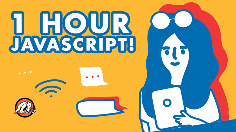 1 Hour JavaScript Course Cover Image with Student Developer Texting