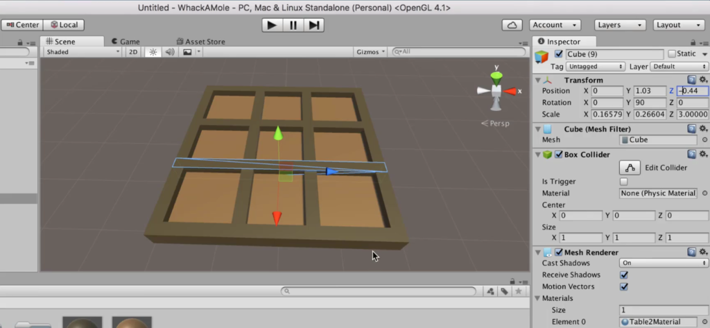Table with 9 Sections in Unity