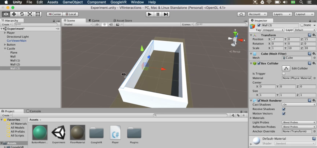 a box and playing arena in unity