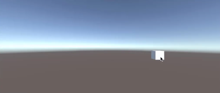 screenshot of a unity game view with a cube moving