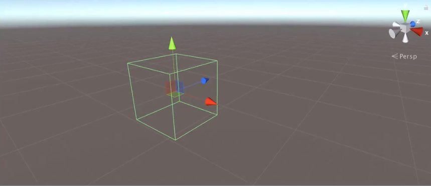 screenshot of a unity viewport with a cube outline.png