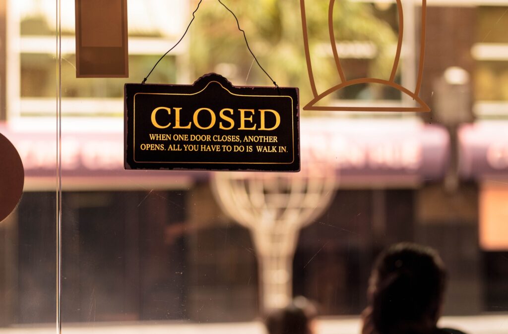 Photograph of a Store Closed Sign