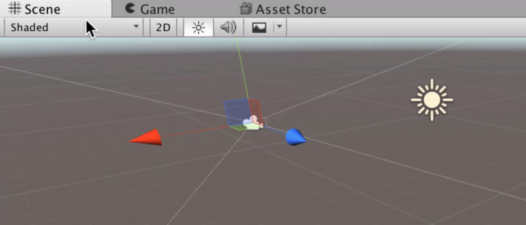 the default scene view in unity