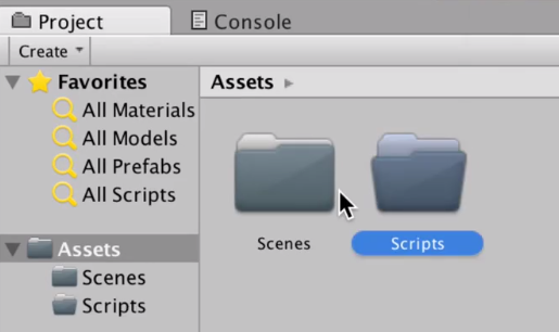 unity assets folder with scenes and scripts